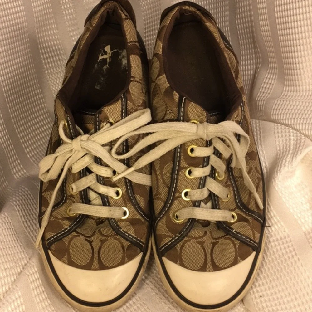 Coach iconic monogrammed canvas/leather laceup